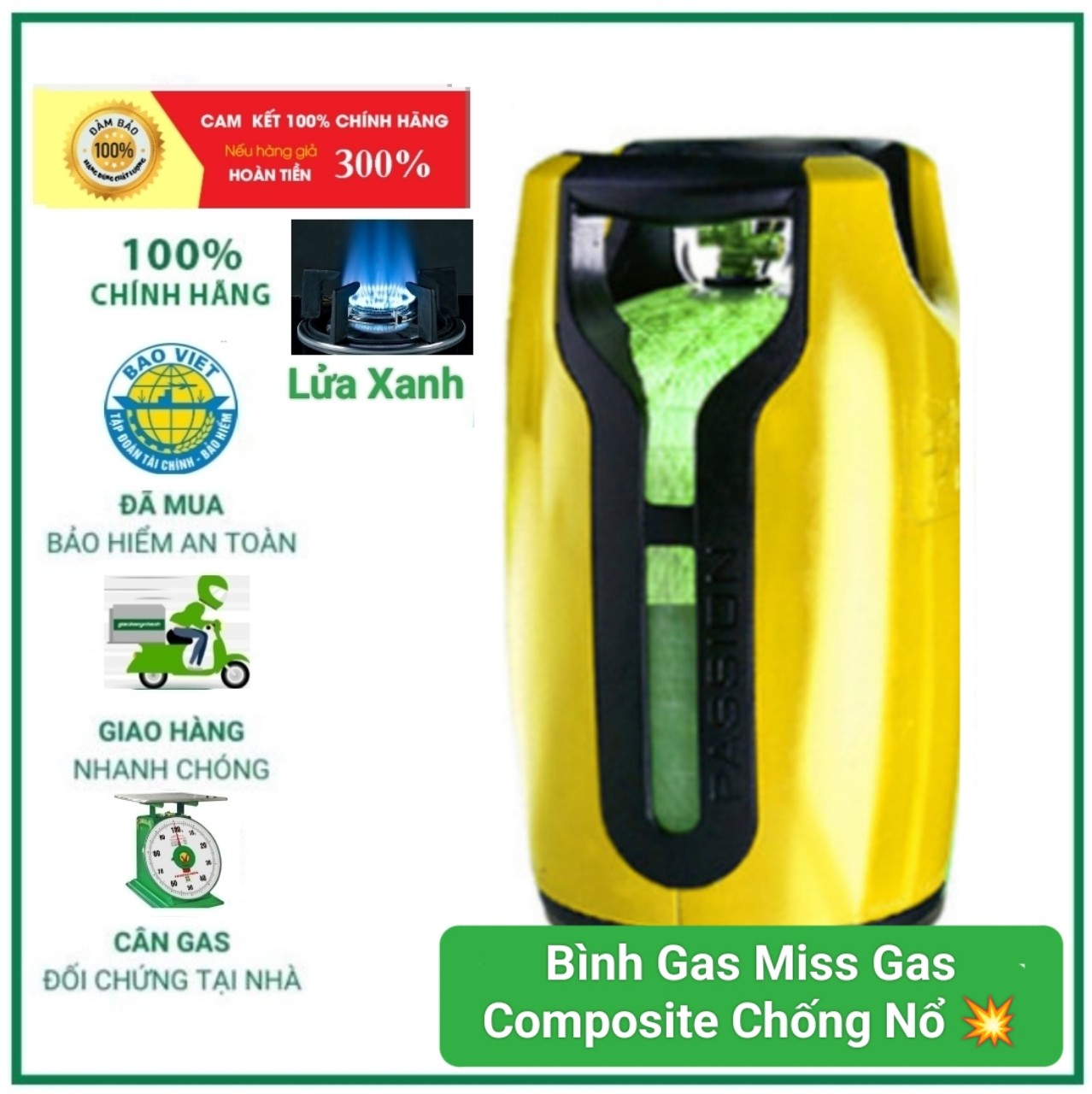 Bình Gas composite 12kg Chống Cháy Nổ Nhập Khẩu Đức